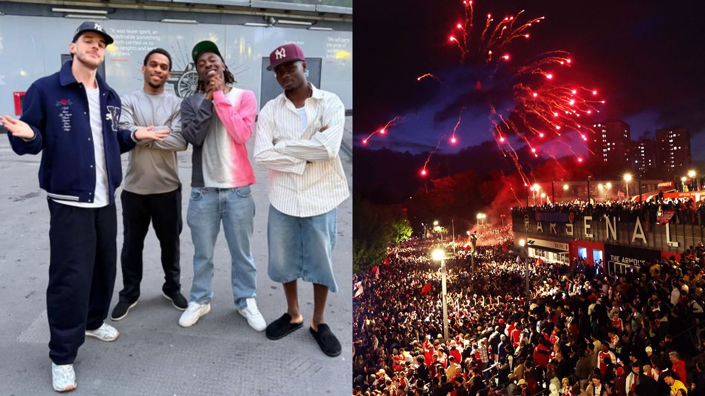 Celebrations outside Emirates