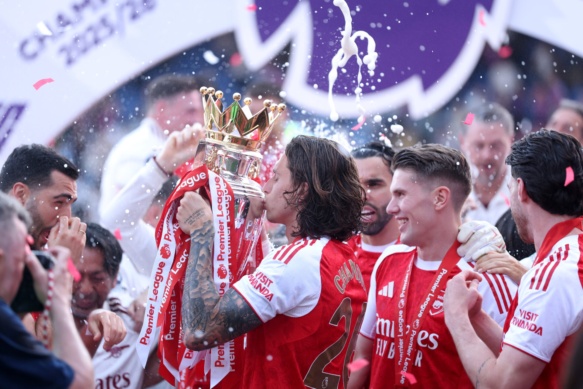 Calafiori with the trophy